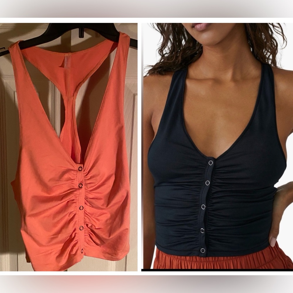 FREE PEOPLE MOVEMENT NWT Walk It Talk It Racerback Snap Front Orange Tank